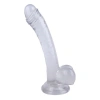 VipMarketim F3 Vantuzlu Testisli Şeffaf Jel Gerçekçi Dildo 19cm