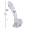 VipMarketim F3 Vantuzlu Testisli Şeffaf Jel Gerçekçi Dildo 19cm