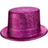 VipMarketim Fuşya Pembe Renk Parıltılı Simli Fötr Silindir Parti Şapkası