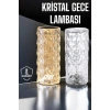 VipMarketim Gece Lambası Kristal Lamba Dokunmatik Şarjlı Hediyelik
