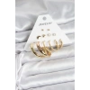 VipMarketim Gold Renk 6 Çiftli Pirinç Kadın Küpe Seti 5886