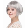 VipMarketim Gri Gümüş Renk Düz Kesim Astarlı Küt Parti Peruğu
