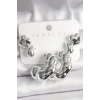 VipMarketim Gümüş Renk Yonca Damla Halka Model CCB Plastik Kadın Küpe Seti 5886