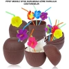 VipMarketim Hindistan Cevizi Hawaii Luau Aloha Pipetli İçecek Kabı Bardak 10x13 cm 1 Adet