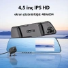 VipMarketim Hoco DV4 DVR Ön Ve Arka Sürüş Kaydedici 45 İnç LCD Dikiz Aynası Araç kamerası-(5775)