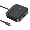 VipMarketim Hoco HB31 4in1 Type-C to 4x USB3.0 HUB Çevirici Dönüştürücü Adaptör 0.2m-(5775)