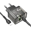 VipMarketim HOCO N34 PD20W USB+Type-C + iPhone Lightning Kablo Hızlı Şarj Adaptör Seti-(5775)