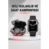 VipMarketim İkili Set Dev Kampanya Ucuz Kulaklık Ucuz Akıllı Saat Gürültü Önleyici Uzun Pil Ömrü