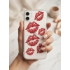 VipMarketim iPhone 11 Kırmızı Dudak / Öpücük Desenli Şeffaf Telefon Kılıfı