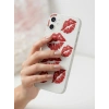 VipMarketim iPhone 12 Kırmızı Dudak / Öpücük Desenli Şeffaf Telefon Kılıfı