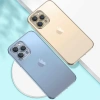 VipMarketim iPhone 13 Pro Max Renkli Kenar Şeffaf Kılıf Kamera Korumalı Silikon Kılıf-(5775)