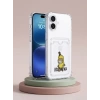 VipMarketim iPhone 16 Boş Yapma Muz Detaylı Kart Bölmeli Şeffaf Telefon Kılıfı