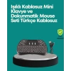 VipMarketim Işıklı Kablosuz Mini Klavye – 2.4 GHz Dokunmatik Mouse Özellikli