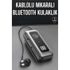 VipMarketim Kablolu Bluetooth Kulaklık Kulak İçi Stereo Mikrofonlu Dijital Göstergeli