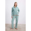 VipMarketim Kadife Dokulu Uzun Kollu Sweatshirt Ve Pantolon Takımı