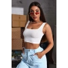VipMarketim Kadın Beyaz Kalın Askılı Crop Top Büstiyer