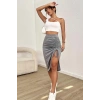 VipMarketim Kadın Beyaz Tek Omuzlu Çapraz Askılı Crop Top Büstiyer