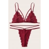VipMarketim Kadın Bordo Dantel Sütyen Külot Takımı H110346