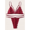 VipMarketim Kadın Bordo Dantel Sütyen Külot Takımı H110346