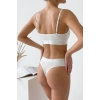 VipMarketim Kadın Ekru Çıkarılabilir Pedli Fitilli Dantelli Bralet Takımı