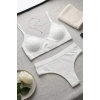 VipMarketim Kadın Ekru Çıkarılabilir Pedli Fitilli Dantelli Bralet Takımı