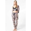 Vipmarketim Kadın Kadife Çiçek Desenli Sabahlık Balenli Destekli Dolgulu Yaka Detaylı Dantelli Büstiyer Sütyen Ve Pantolon Pijama 3lü Takım ( ) (kod:5684)