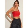 VipMarketim Kadın Kırmızı Tek Omuz Crop Büstiyer