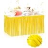 VipMarketim Kendinden Yapışkanlı Makaron Sarı Püsküllü Masa Eteği – 75 x 275 cm Parti Süslemesi