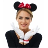 VipMarketim Kırmızı Fiyonklu Minnie Mouse Tacı ve Beyaz Eldiven Seti