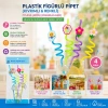 VipMarketim Kıvrımlı Renkli Plastik Pipet - Figürlü Tasarım - 4lü Paket