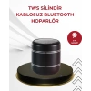 VipMarketim Kompakt Silindir Metal Bluetooth Hoparlör 400 mAh Uzun Pil TWS Destekli
