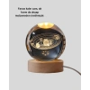 VipMarketim Kristal Gezegen Küre Ahşap Tabanlı USB Işıklı Gece Lambası