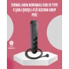 VipMarketim Led Anahtarlı Akım Korumalı Çoklu Priz 4 Priz 3 USB Girişli