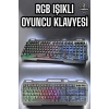 VipMarketim Led Işıklı Oyuncu Klavye Usb Girişli RGB Işıklı Q Klavye Mouse Hediyeli