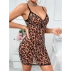 VipMarketim Leopar Desenli Sırt Dekolteli Fantezi Gecelik