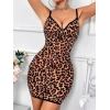 VipMarketim Leopar Desenli Sırt Dekolteli Fantezi Gecelik