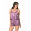 VipMarketim  Lila Saten Babydoll Şort Takımı