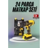 VipMarketim Matkap Seti 24 Parça Çift Bataryalı Darbeli Led Işıklı Vidalama