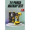 VipMarketim Matkap Seti 24 Parça Çift Bataryalı Darbeli Led Işıklı Vidalama