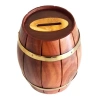 VipMarketim Maun Ağacından Dekoratif Ahşap Fıçı Kumbara