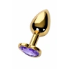 VipMarketim Metal Anal Plug, Metal, altın, mor kristalli, 7 cm, Ø 2,7 cm, 50 g