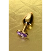 VipMarketim Metal Anal Plug, Metal, altın, mor kristalli, 7 cm, Ø 2,7 cm, 50 g