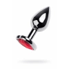VipMarketim Metal Anal Plug, Metal, Gümüş, Kırmızı Kristalli, 7 Cm, Ø 2,7 Cm, 50 G