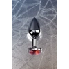 VipMarketim Metal Anal Plug, Metal, Gümüş, Kırmızı Kristalli, 7 Cm, Ø 2,7 Cm, 50 G