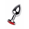 VipMarketim Metal Anal Plug, Metal, Gümüş, Kırmızı Kristalli, 8 Cm, Ø 3,4 Cm, 85 G