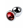 VipMarketim Metal Anal Plug, Metal, Gümüş, Kırmızı Kristalli, 8 Cm, Ø 3,4 Cm, 85 G