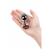 VipMarketim Metal Anal Plug, Metal, Gümüş, Kırmızı Kristalli, 8 Cm, Ø 3,4 Cm, 85 G