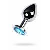 VipMarketim Metal  Anal Plug, Metal, gümüş, mavi kristalli, 8 cm, Ø 3,4 cm, 85 g