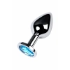 VipMarketim Metal Anal Plug, Metal, Gümüş, Mavi Kristalli, 8 Cm, Ø 3,4 Cm, 85 G