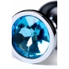 VipMarketim Metal Anal Plug, Metal, Gümüş, Mavi Kristalli, 8 Cm, Ø 3,4 Cm, 85 G